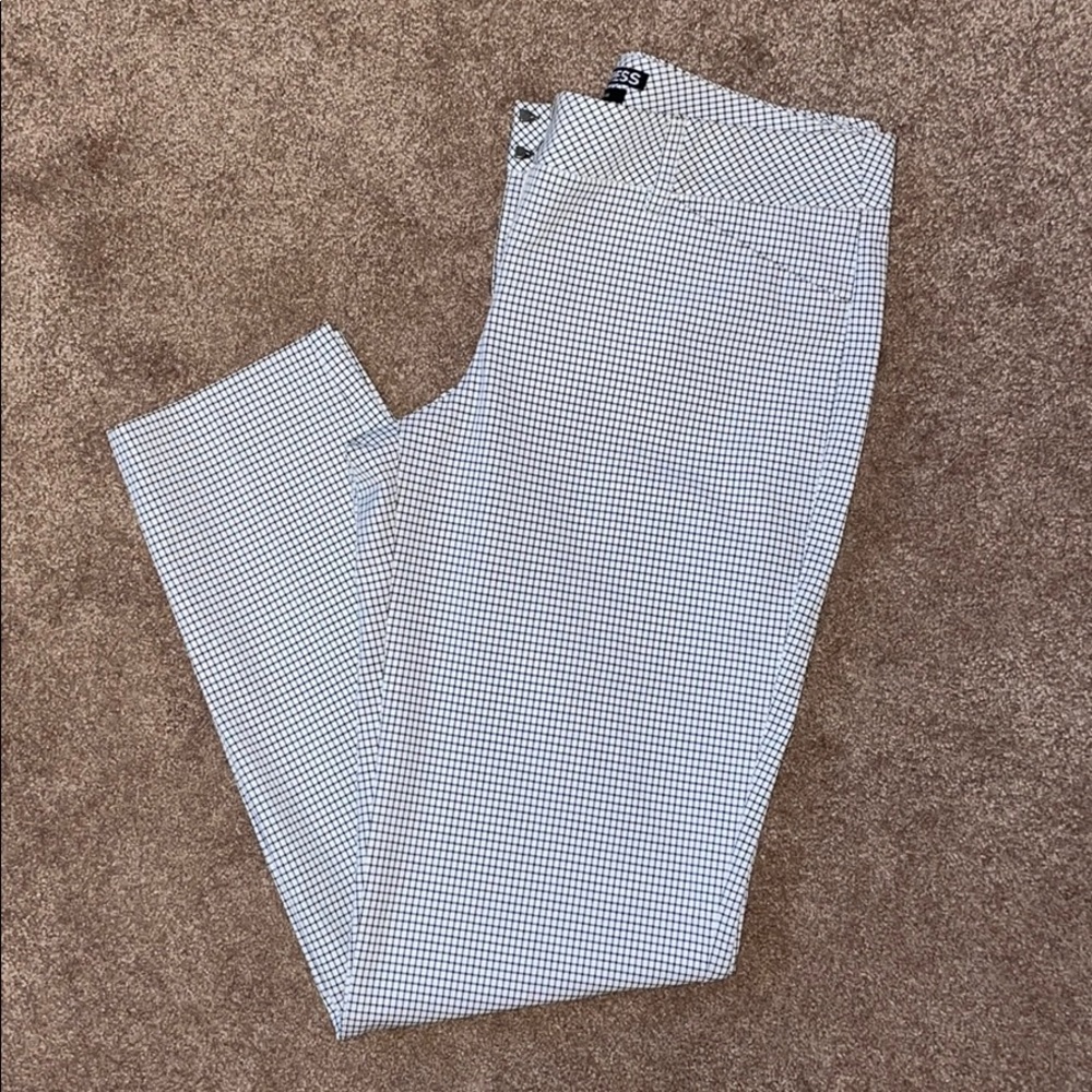 Express Black & White Gingham Cropped Ankle Pants